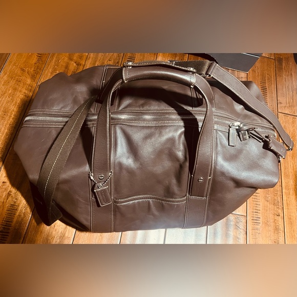 Vintage Coach Dark Brown Leather Unisex Large Cabin WeekenderTravel Duffel Bag - Picture 2 of 16